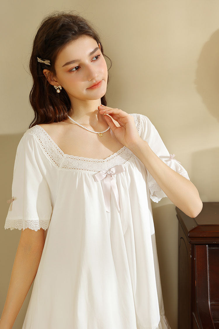 Ruffled Lace Trimmed Flared Hem Top & Shorts Pajama Set