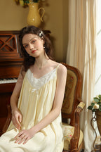 Lace Trimmed Spaghetti Strap Nightgown