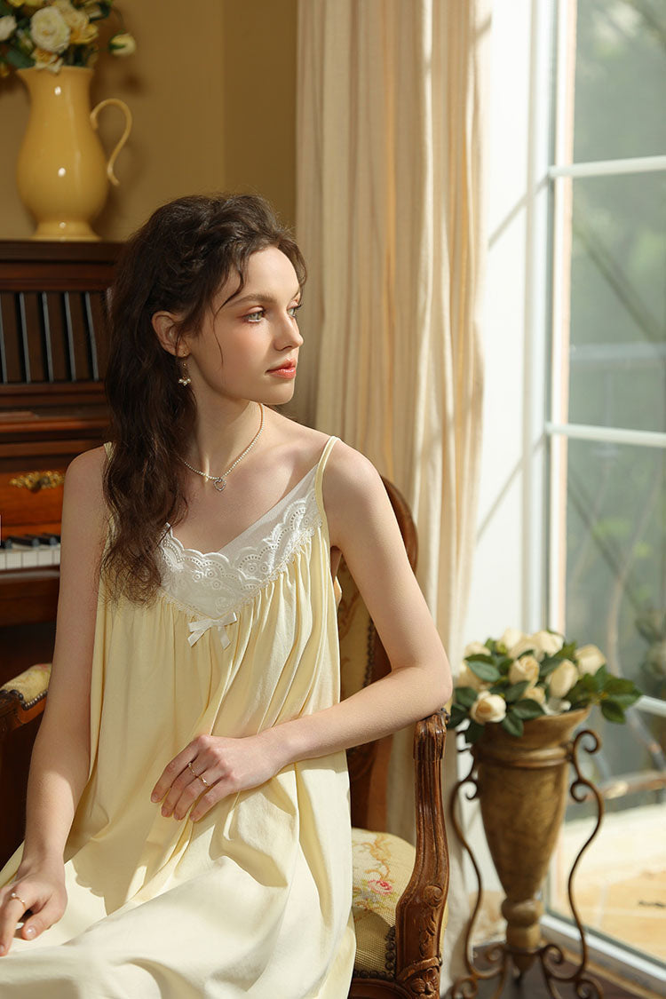 Lace Trimmed Spaghetti Strap Nightgown