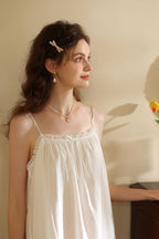 Ethereal Spaghetti Strap Cotton Nightdress