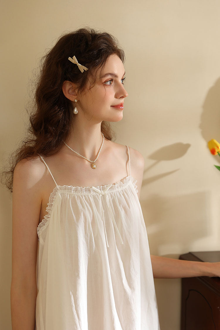 Ethereal Spaghetti Strap Cotton Nightdress