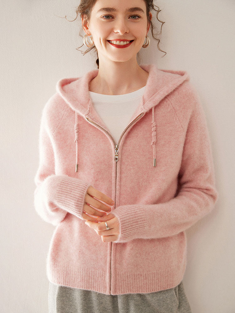 Zip-Up Wool Cashmere Hoodie