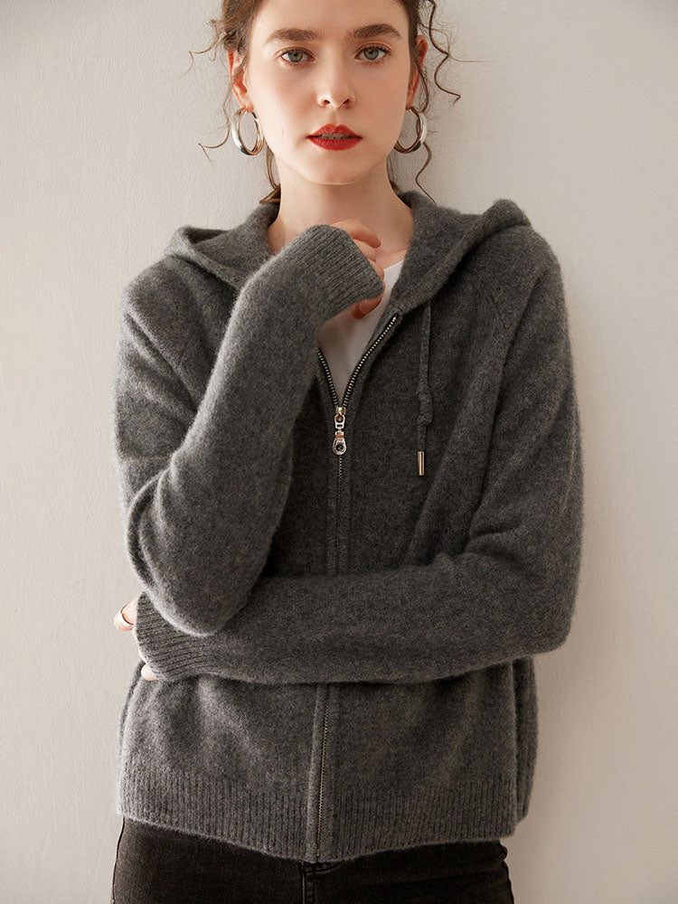 Zip-Up Wool Cashmere Hoodie