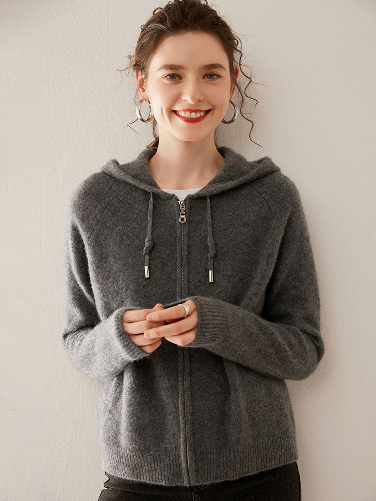 Zip-Up Wool Cashmere Hoodie