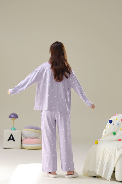 Dot pattern cotton pajama 3 piece set