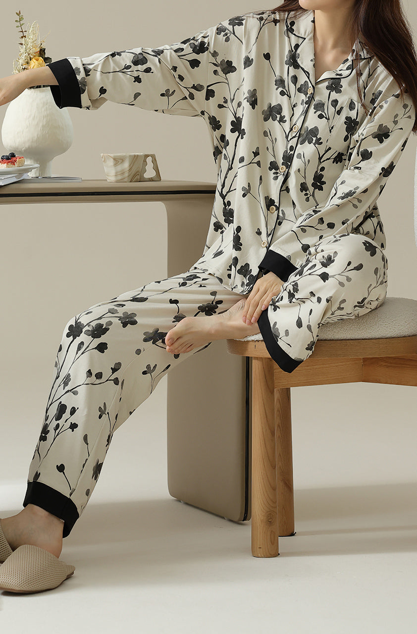 Plant pattern cotton pajama set