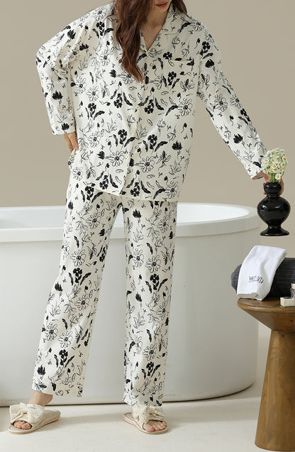 White floral pajama set