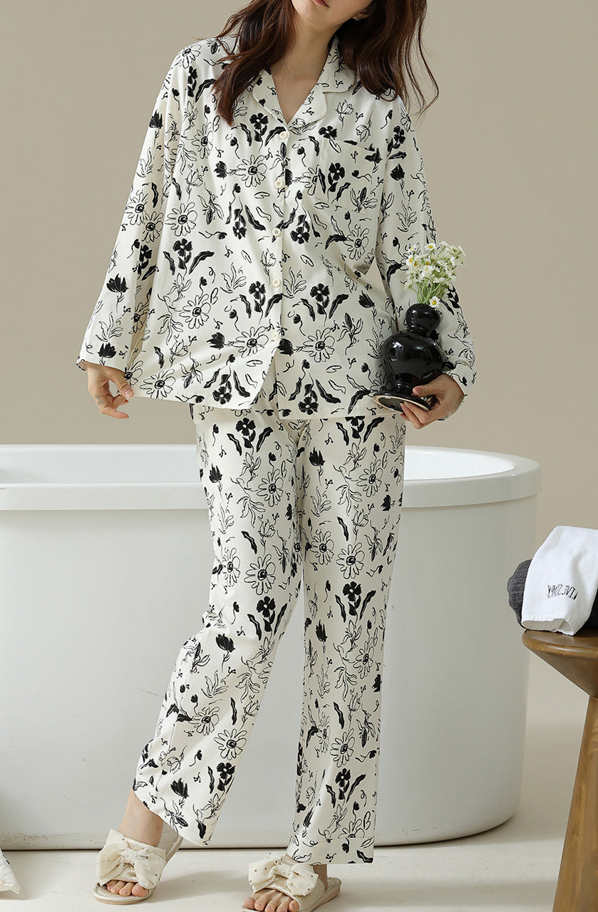 White floral pajama set