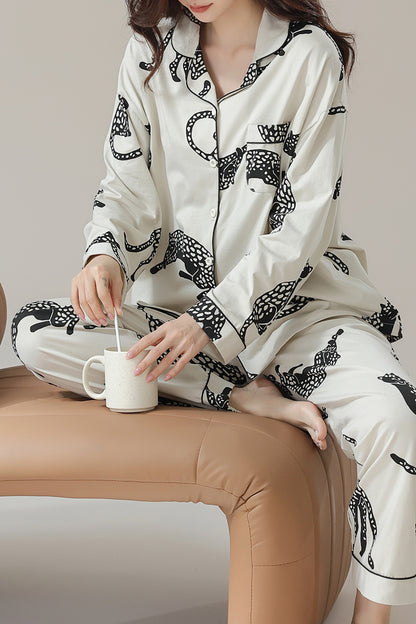 Spotted leopard cotton pajama set