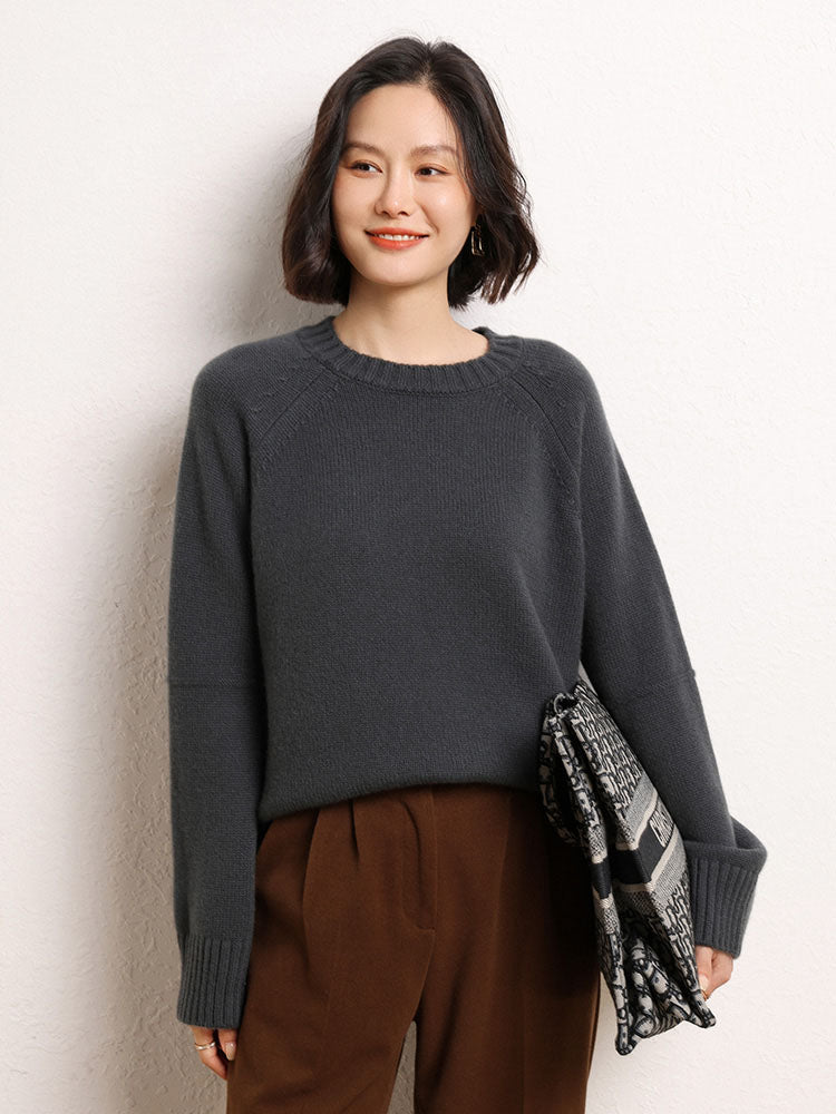 Drop-shoulder Crew Neck Pullover