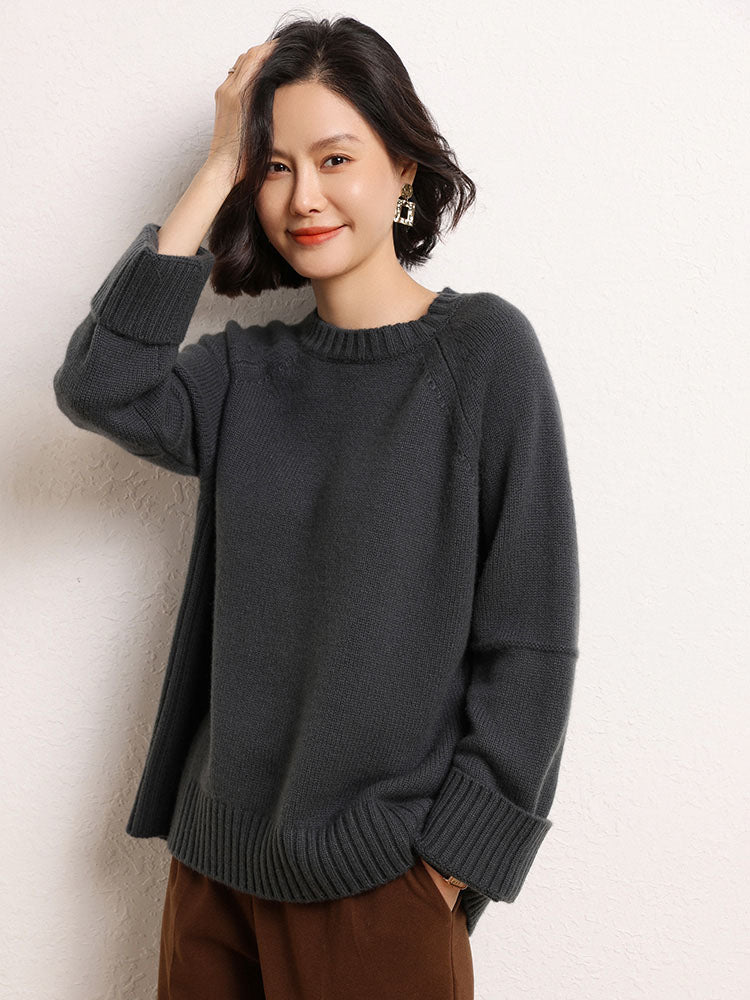 Drop-shoulder Crew Neck Pullover
