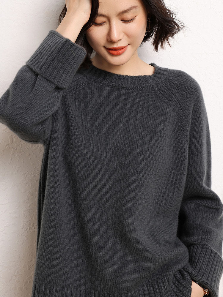 Drop-shoulder Crew Neck Pullover