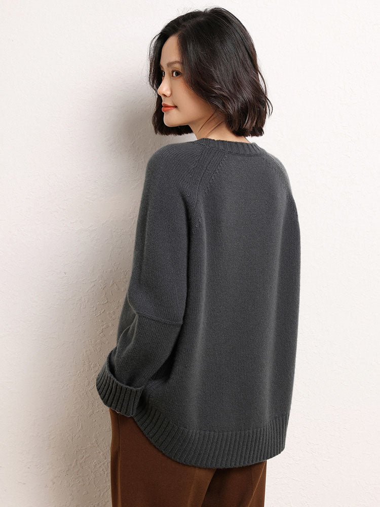 Drop-shoulder Crew Neck Pullover