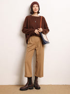 Drop-shoulder Crew Neck Pullover