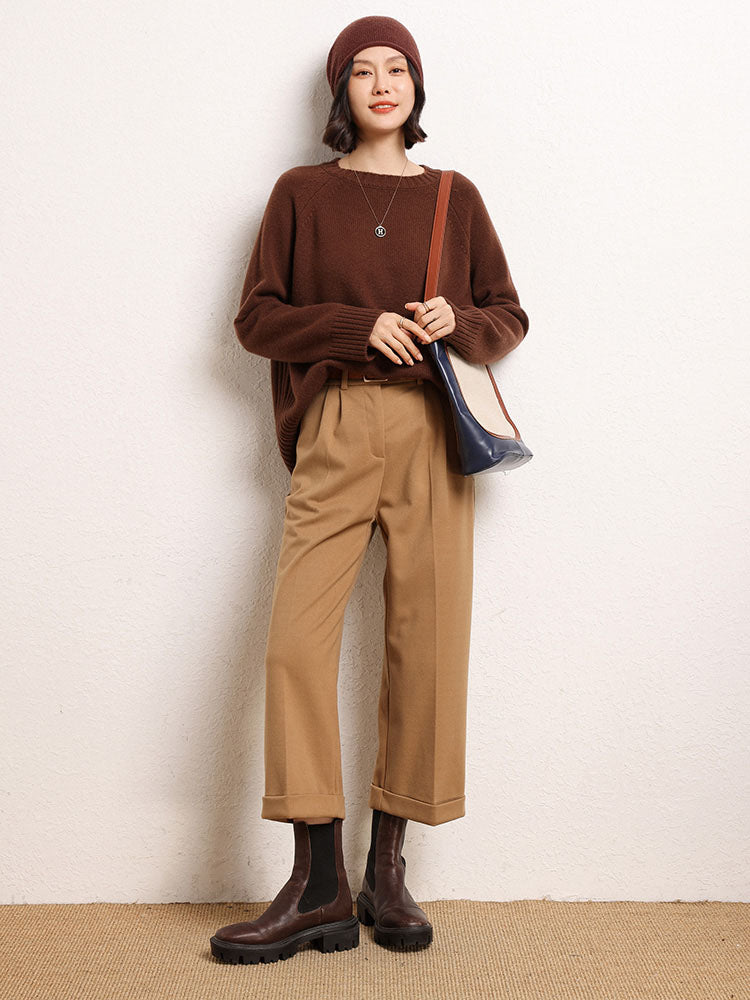 Drop-shoulder Crew Neck Pullover