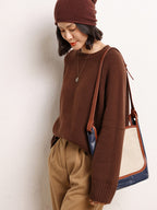 Drop-shoulder Crew Neck Pullover