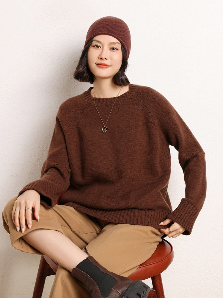 Drop-shoulder Crew Neck Pullover