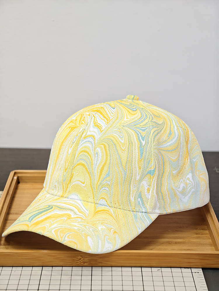 Hand Made Water Marble Cap Liquid Line - Yellow Green