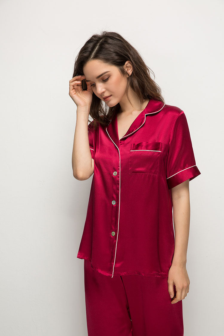 Silk Short Sleeve Pajama Set