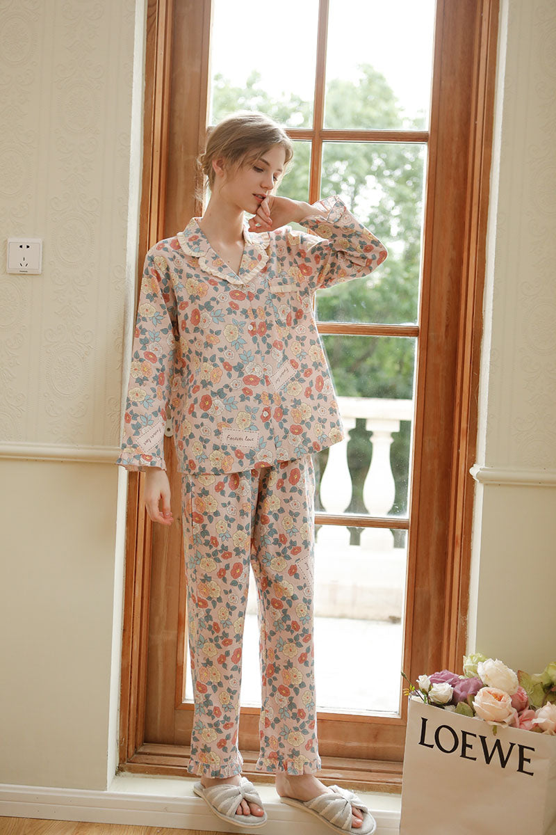 Cotton Floral Printed Full Length Pajama Set