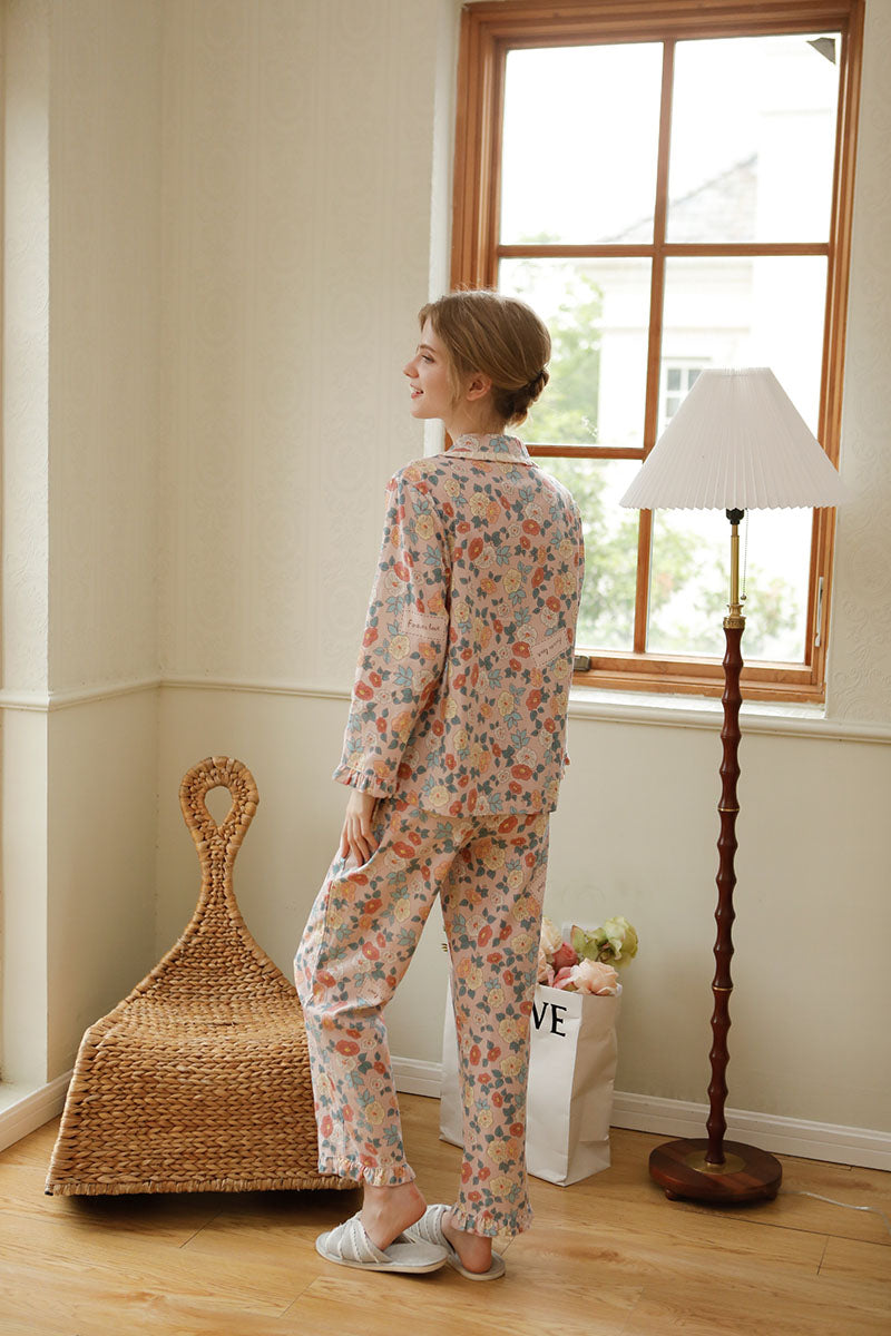Cotton Floral Printed Full Length Pajama Set