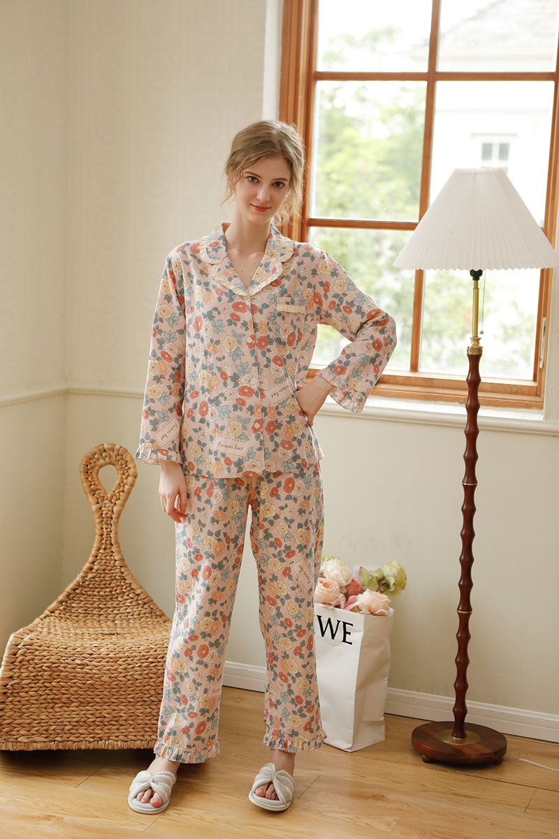 Cotton Floral Printed Full Length Pajama Set