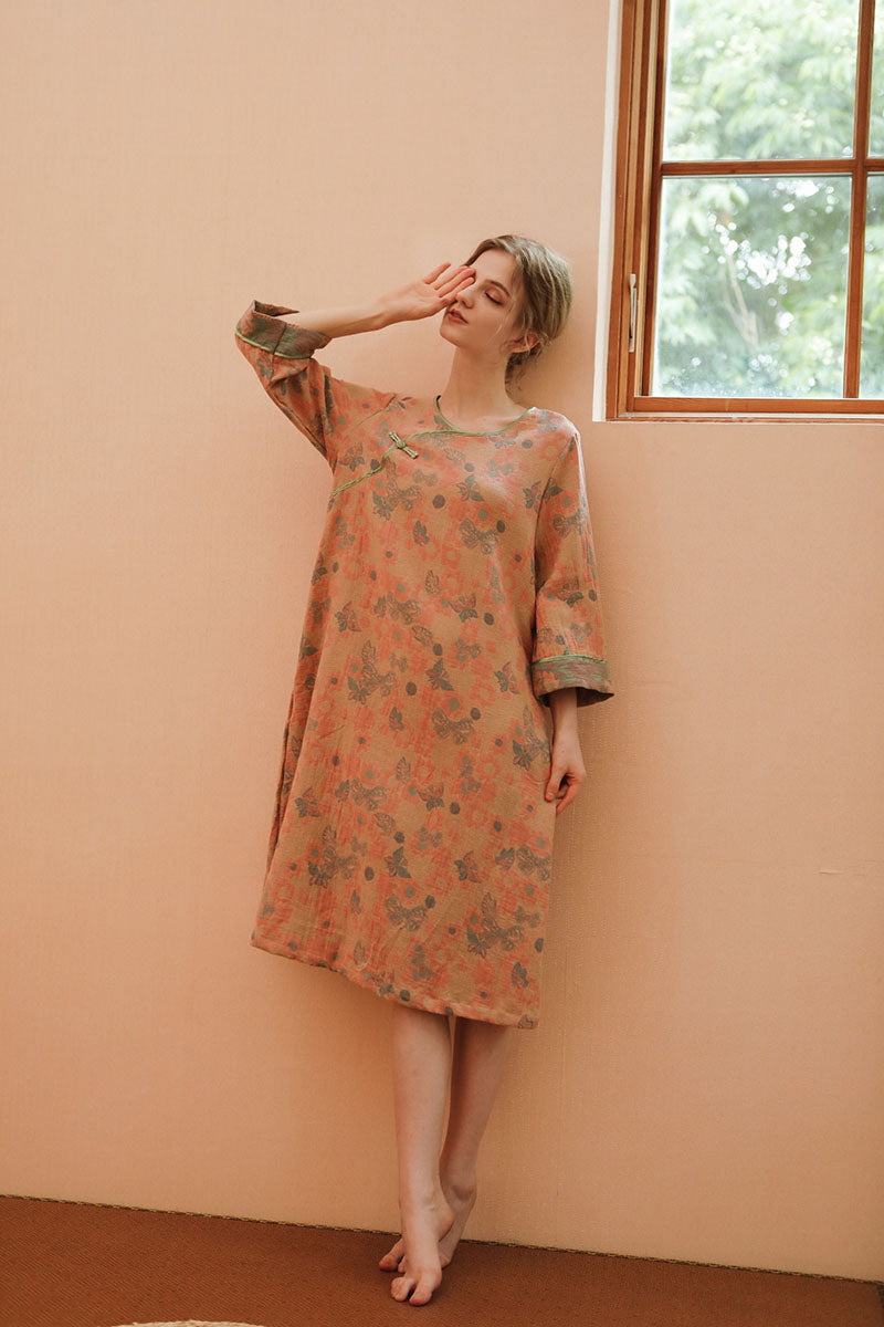 Cotton Oriental Classical Style Full Length Nightgown