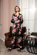 Rose Printed Silk 2Pcs Pajamas Set