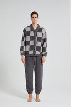 Plaid Warm Coral Fleece Pajamas Set