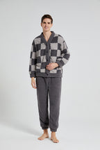 Plaid Warm Coral Fleece Pajamas Set