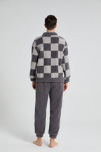 Plaid Warm Coral Fleece Pajamas Set