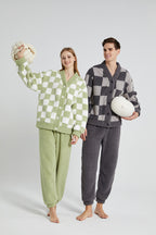 Plaid Warm Coral Fleece Pajamas Set