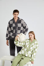 Plaid Warm Coral Fleece Pajamas Set