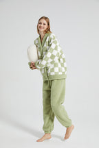 Plaid Warm Coral Fleece Pajamas Set