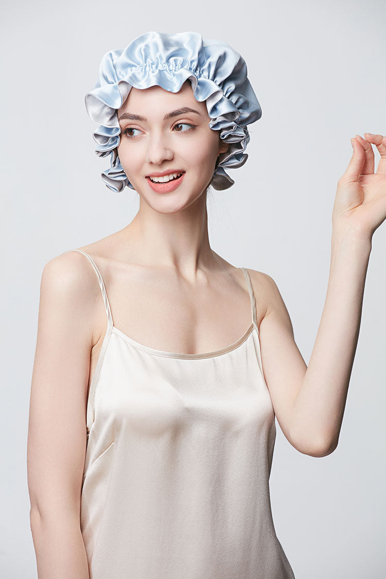 Flounced Silk Night Sleep Caps