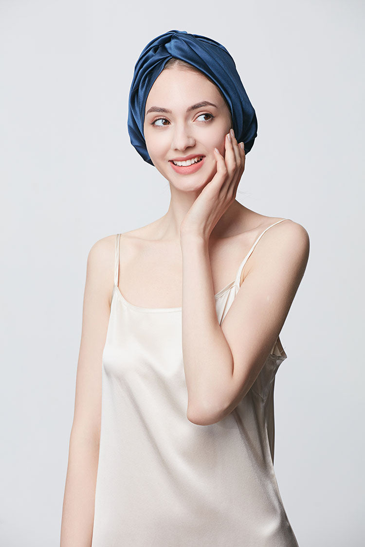 Double Layer Silk Sleep Cap with Tie-up Design