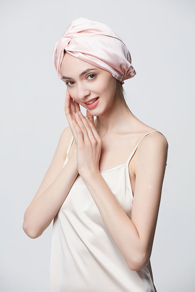 Double Layer Silk Sleep Cap with Tie-up Design