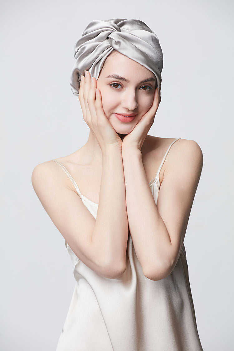 Double Layer Silk Sleep Cap with Tie-up Design