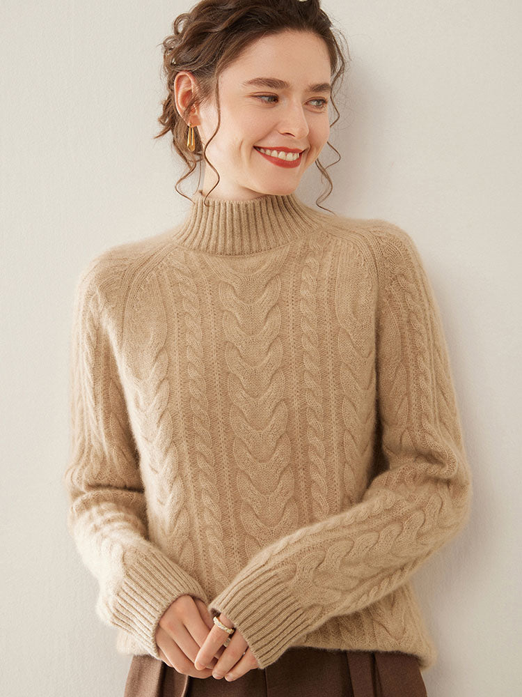 Mock Neck Cashmere Sweater Light Camel 2