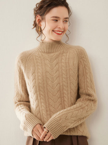 Mock Neck Cashmere Sweater Light Camel 2