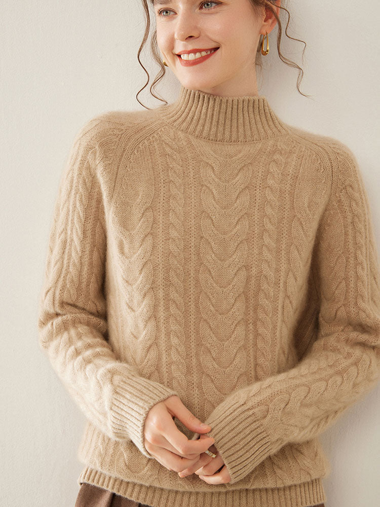 Mock Neck Cashmere Sweater Light Camel 3