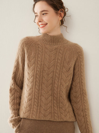 Mock Neck Cashmere Sweater camel 2