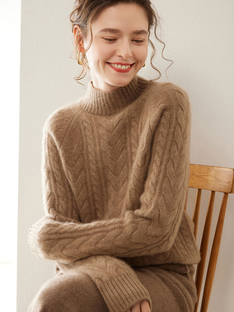 Mock Neck Cashmere Sweater camel 3