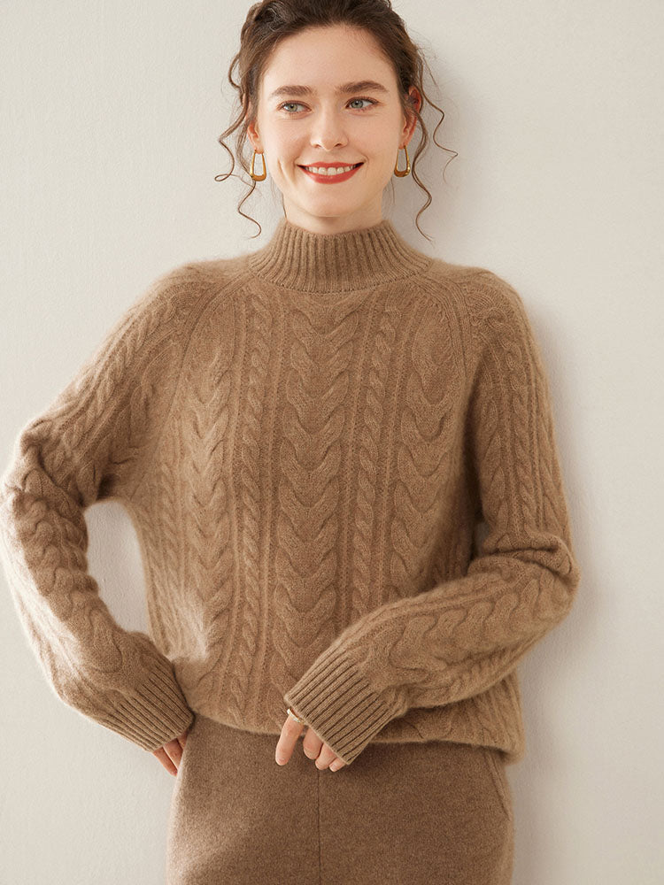 Mock Neck Cashmere Sweater camel 4