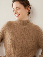 Mock Neck Cashmere Sweater camel 5