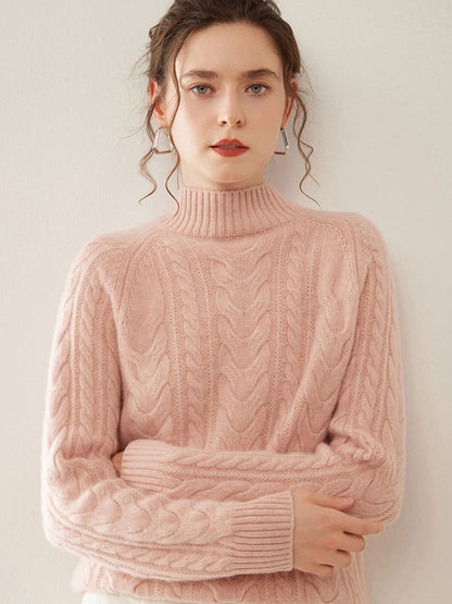 Mock Neck Cashmere Sweater pink 1