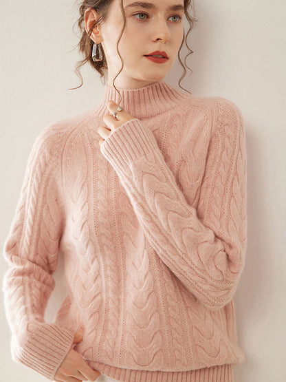 Mock Neck Cashmere Sweater pink 2