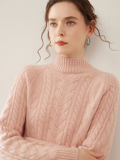 Mock Neck Cashmere Sweater pink 3