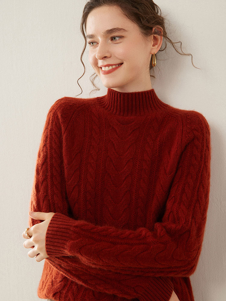 Mock Neck Cashmere Sweater red 1