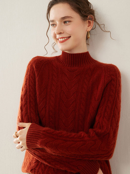 Mock Neck Cashmere Sweater red 1